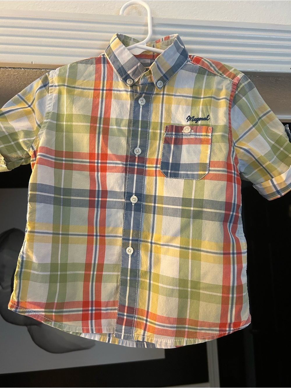 Mayoral Plaid Short-Sleeve Button-Down Shirt - Yellow, Green, Blue, Red